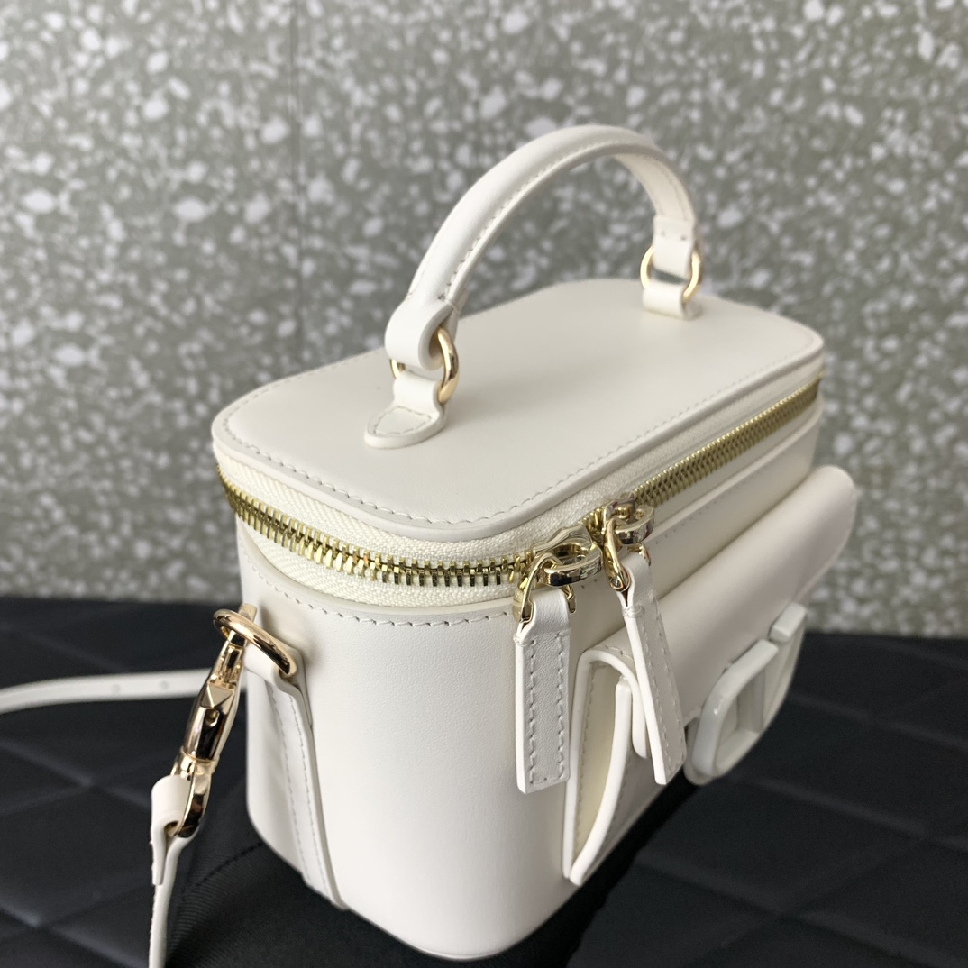 Valentino Garavani Loco Mini Box Bag in Ivory Calfskin Leather 